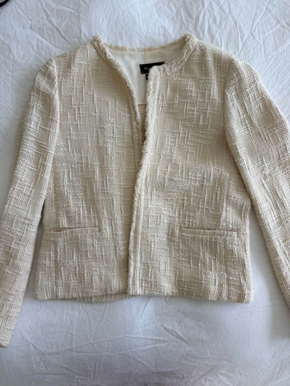 Massimo Dutti Cream Textured Waffle Throw Blanket